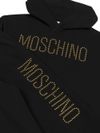 moschino - Completo sportivo in cotone nero con felpa e pantaloni con logo e strass - 1