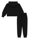 moschino - Completo sportivo in cotone nero con felpa e pantaloni con logo e strass - 2