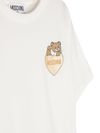 moschino - T-shirt in cotone bianco con stampa orso - 1