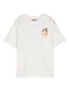 moschino - T-shirt in cotone bianco con stampa orso