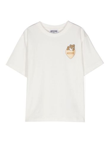 MOSCHINO - T-shirt in cotone bianco con stampa orso