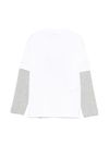 aspesi - T-shirt in cotone bianco con maniche grigie e logo frontale - 2