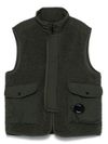 c.p. company - Gilet in shearling verde con tasche applicate