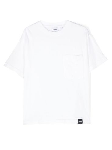 ASPESI - T-shirt in cotone bianco con tasca applicata