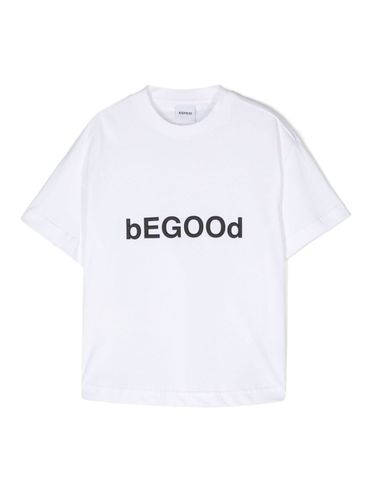 ASPESI - T-shirt in cotone bianco con scritta nera