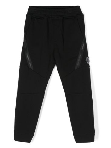 C.P. COMPANY - Pantaloni tuta in cotone nero con cerniere