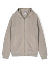 c.p. company - Felpa in cotone beige con zip e cappuccio