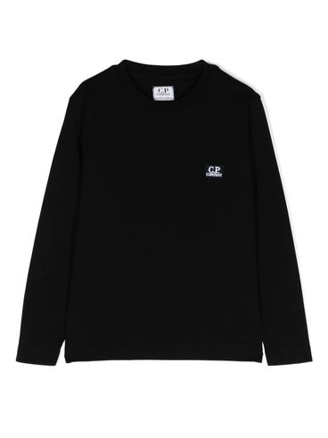 C.P. COMPANY - T-shirt in cotone nero con scritta logo