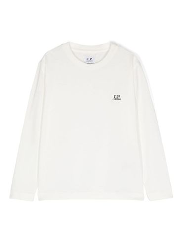 C.P. COMPANY - T-shirt in cotone bianco con scritta logo