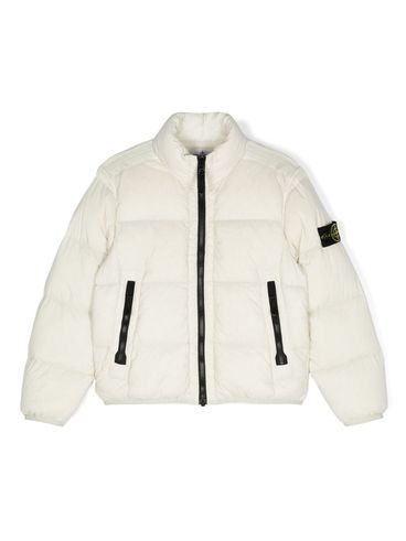 STONE ISLAND - Piumino corto bianco trapuntato e imbottito