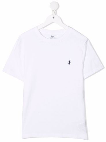 POLO RALPH LAUREN - T-shirt in cotone bianco con logo ricamato