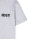 msgm - T-shirt in cotone grigio con stampa logo nero - 2