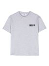 msgm - T-shirt in cotone grigio con stampa logo nero