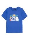 the north face - T-shirt in cotone blu con stampa e logo