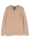 polo ralph lauren - Maglione in cotone beige intrecciato