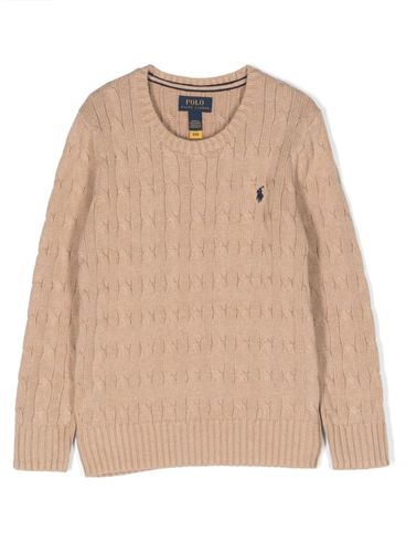 POLO RALPH LAUREN - Maglione in cotone beige intrecciato