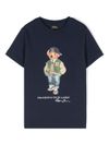 polo ralph lauren - T-shirt in cotone blu con stampa orso