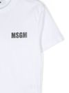 msgm - T-shirt in cotone bianco con stampa logo nero - 1