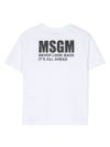 msgm - T-shirt in cotone bianco con stampa logo nero - 2