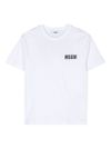 msgm - T-shirt in cotone bianco con stampa logo nero