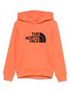 the north face - Felpa in cotone arancione con cappuccio e logo nero