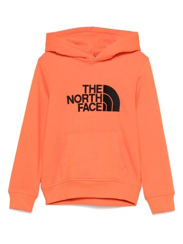 THE NORTH FACE - Felpa in cotone arancione con cappuccio e logo nero