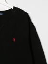 polo ralph lauren - Felpa in cotone nero girocollo con ricamo logo rosso - 2