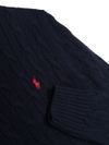 polo ralph lauren - Maglione in cotone blu intrecciato con logo rosso - 1