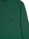 polo ralph lauren - T-shirt in cotone verde a maniche lunghe con logo - 1