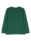 polo ralph lauren - T-shirt in cotone verde a maniche lunghe con logo