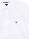 tommy hilfiger - Camicia in cotone bianco con ricamo logo - 1