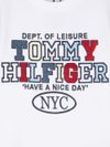 tommy hilfiger - T-shirt in cotone con scritta logo frontale - 1