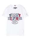 tommy hilfiger - T-shirt in cotone con scritta logo frontale