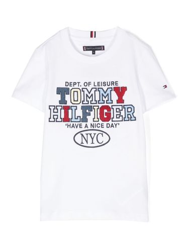 TOMMY HILFIGER - T-shirt in cotone con scritta logo frontale