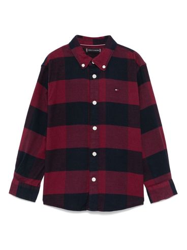 TOMMY HILFIGER - Camicia in cotone a quadri rosso e nero