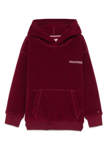 TOMMY HILFIGER - Felpa rossa con tasca a marsupio e cappuccio