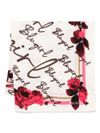 blugirl - Foulard bianco con logo e stampe rose