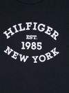 tommy hilfiger - T-shirt in cotone blu con stampa logo frontale - 2