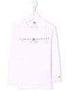 tommy hilfiger - White cotton long-sleeve crewneck t-shirt