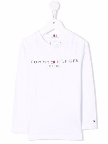 TOMMY HILFIGER - White cotton long-sleeve crewneck t-shirt