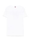 tommy hilfiger - T-shirt in cotone bianco con righe rosse - 1