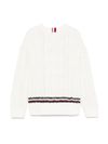 tommy hilfiger - Maglione bianco intrecciato con righe - 1