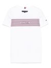 tommy hilfiger - T-shirt in cotone bianco con righe rosse