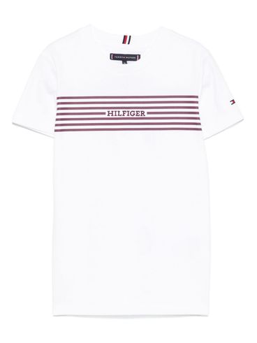 TOMMY HILFIGER - T-shirt in cotone bianco con righe rosse