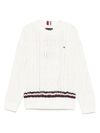 tommy hilfiger - Maglione bianco intrecciato con righe