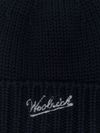 woolrich - Blue ribbed wool beanie with logo embroidery - 1