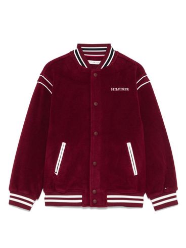 TOMMY HILFIGER - Bomber rosso con rifiniture bianche e logo