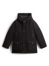 woolrich - Parka nero con logo bianco e tasche applicate