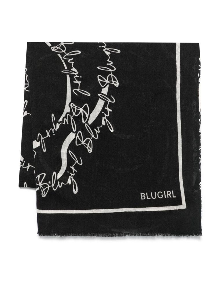 Blugirl Kids' Black Scarf With White Print