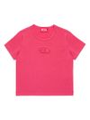 diesel - Pink cotton t-shirt with logo embroidery